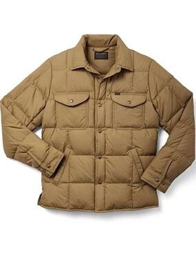 Filson Goose Down Jacket Lightweight 650FP Puffer Men’s Medium Dark Tan EUC